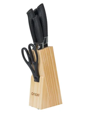 Set X 4 Cuchillos + Tijeras Con Base - Onoff